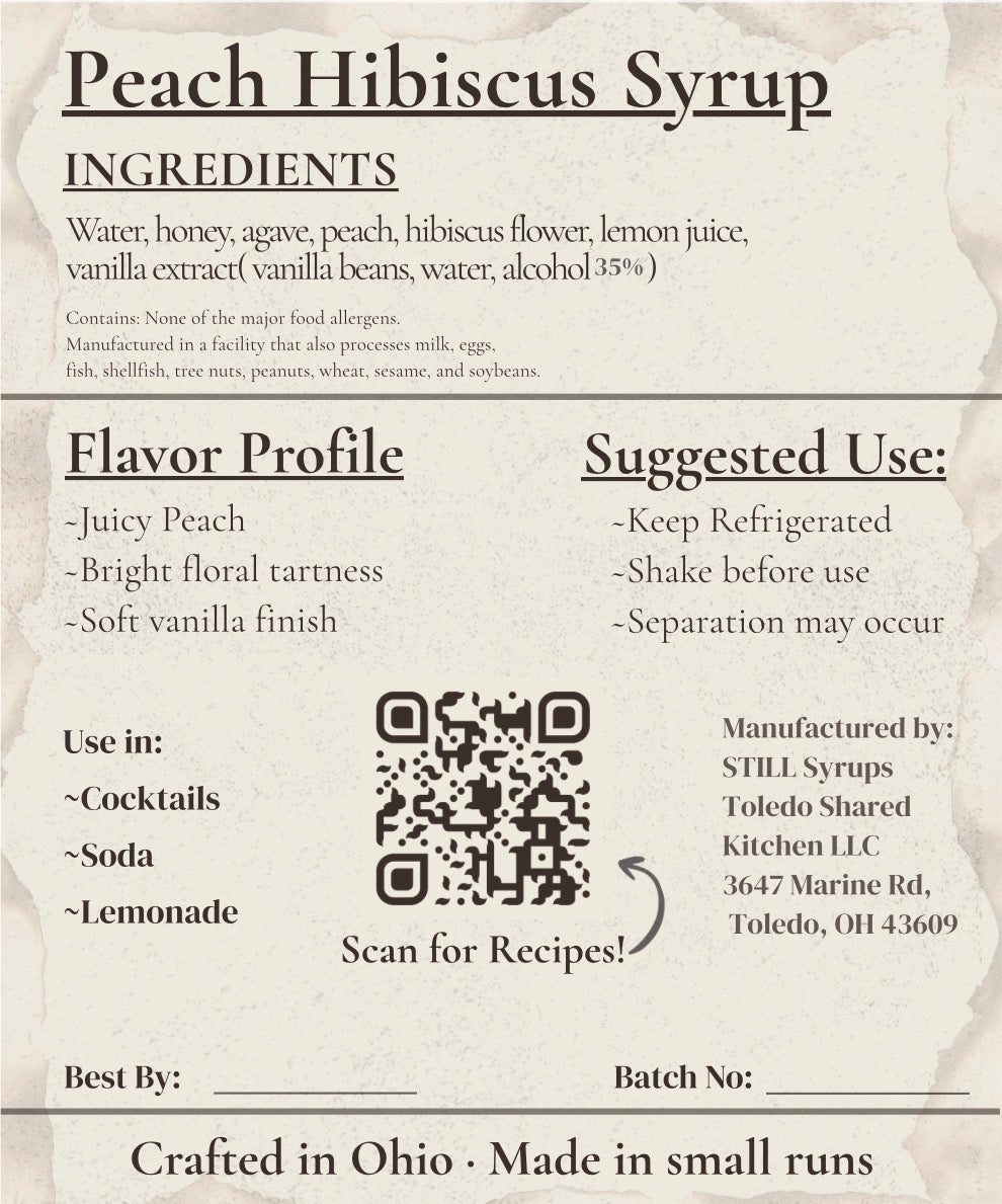 STILL Peach Hibiscus Syrup (8 oz)