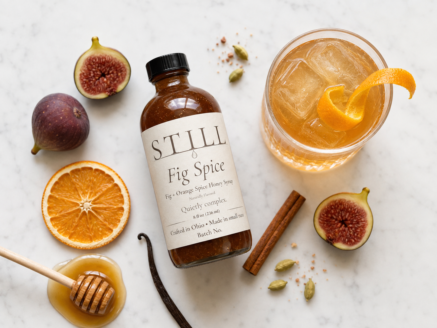 STILL Fig Spice Syrup bottle for coffee and cocktails