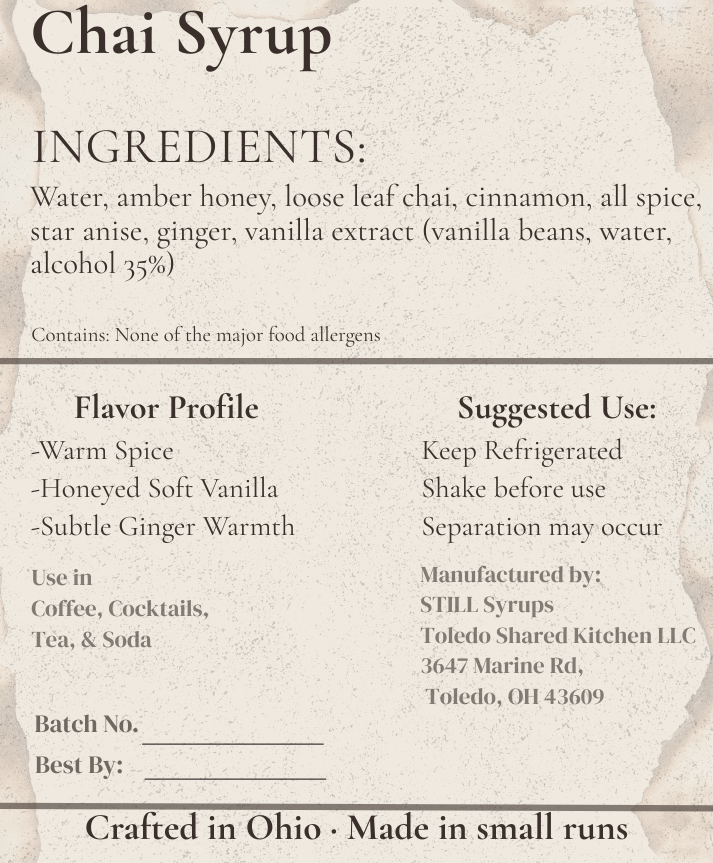 STILL Chai Syrup (16 oz)
