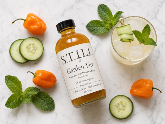 STILL Garden Fire cucumber mint habanero syrup bottle