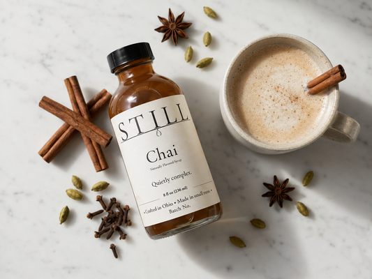 STILL Chai Syrup bottle for coffee, lattes and cocktails