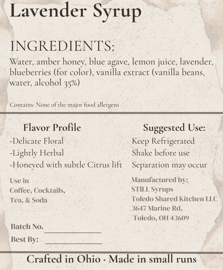 STILL- Lavender Syrup (16 oz)
